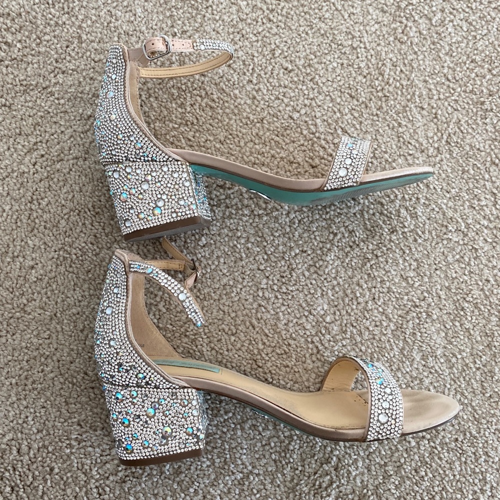 Betsy johnson hale mari wedding shoes blue bottoms